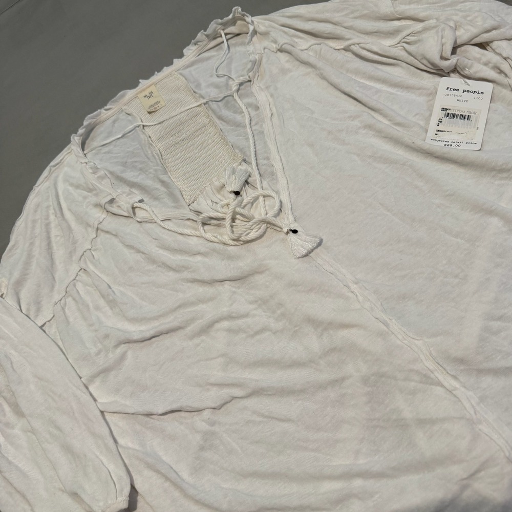 New Free People We The Free White Tassel Top Cottage Prairie BOHO OB758410-S6586 - Picture 6 of 11